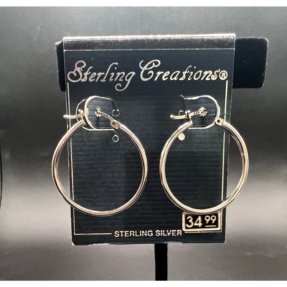 New With Tags 925 Sterling Silver Nice Hoop Earrings Sterling Creations Thailand